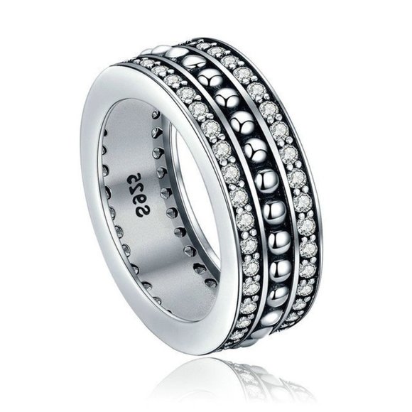Jewelry - "925 Silver Plated Classic White CZ Wedding Couple Ring, FB16FA1089